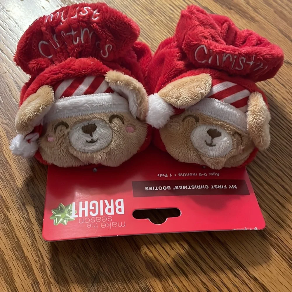 Babies first Christmas booties 0 to 6 months